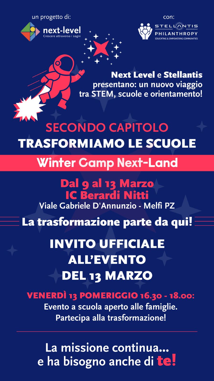 EVENTO FINALE WINTER CAMP VENERDI' 13 AUDITORIUM BERARDI ORE 16:30
